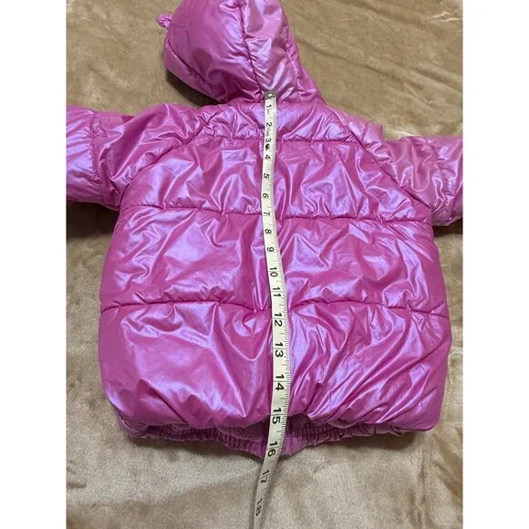 Bearpaw Girls 4T Pink Hooded Puffer Coat Fleece Lined Winter Jacket - Picture 9 of 9